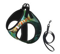 Flowers and Fish Dog Harness - Equipped with Reflective Straps and Quick Release Buckles - Suitable for Small Cats and Dogs
