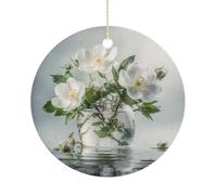 Flowers And Green Leaves Decoration Xmas Hanging Double Sided Decor For Party Souvenir Home