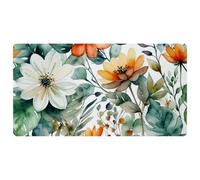 Flowers and Green Leaves Pattern Non-Slip Bath & Kitchen Mat,Oil & Water Absorbent, Quick Dry