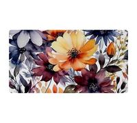 Flowers and Green Leaves Pattern Non-Slip Bath & Kitchen Mat,Oil & Water Absorbent, Quick Dry