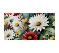 Flowers and Green Leaves Pattern Non-Slip Bath & Kitchen Mat,Oil & Water Absorbent, Quick Dry