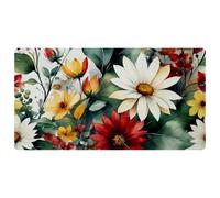 Flowers and Green Leaves Pattern Non-Slip Bath & Kitchen Mat,Oil & Water Absorbent, Quick Dry