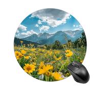 Flowers and Green Plants Mouse Pad Round Laptop Mouse Mat Cute Computer Mousepad Keyboard Pad Non-Slip Desk Pads for Gaming Office Work Home