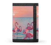 Flowers And Green Plants Trifold Wallet Front Pocket Coin Purse - Slim Credit Card Holder for Men & Women, Flamingos at Dusk, One Size, Classic