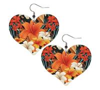 Flowers and Hawaiian Tribal Leather Earrings for Women Heart Earring Lightweight Dangle Earrings Jewelry Gifts, One Size, No Gemstone