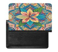 Flowers And Hawaiian Tribal Patterns Passport Holder Passport Cover Protector Essentials with Credit Card Slots for Women Men