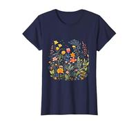 Flowers and Herbs Herbal Healing Power Flower T-Shirt, Women, Navy Blue, Small