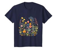 Flowers and Herbs Herbal Healing Power Flower T-Shirt, Youth, Navy Blue, Medium