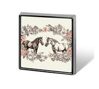Flowers And Horses Hand Drawn Lapel Pin for Men Brooches And Pins for Women Square Metal Badge for Shirts, Jackets, Hats | Durable Fashion Accessory & Gift for Men, Women, Events