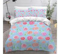 Flowers and Leaves Single Duvet Cover Set Blue Bedding Set 3D Print Soft Microfiber Quilt Covers 155x200 cm with Zipper Closure and 2 Pillowcases 50x75 cm for Kids Teens C.1929