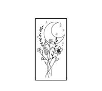 Flowers And Moon Temporary Tattoo Lasts To 15 Days Waterproof Semi Permanent Sticker