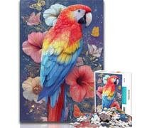 Flowers And Parrots 1000 Pieces Jigsaw Puzzles for Adults And Teens,Stress Reliever Staycation Kill Time with Matching Poster And Trivia Sheet (38x26cm)
