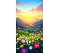Flowers and Plants 5D Diamond Painting Kits for Kids Adults, Full Drill DIY Diamond Art, Easy to Create Craft for Beginners, Craft Gift for Family, Home Wall Decoration (Setting Sun 35x70cm) R-206