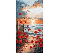 Flowers and Plants Diamond Painting Kits for Kids Adults, Full Drill DIY Diamond Art, Easy to Create Craft for Beginners, Craft Gift for Friends Family, Home Wall Decoration (Seaside 70x140cm) R198