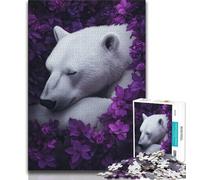 Flowers And Polar Bears 1000 Pieces Jigsaw Puzzle For Adults Teens,Learning Educational Toy for Is Ideal As A Gift for The Whole Family 50x75cm