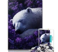 Flowers And Polar Bears 1000 Pieces Jigsaw Puzzles For Teens And Adults,Challenging Game Gifts for Is Ideal As A Gift for The Whole Family 38x26cm