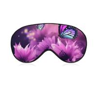 Flowers and Purple Butterfly Eye Mask, Side Sleeping Mask Light Blindfold Sleeping Mask Nose Pad and Elastic Band for Children Women and Men