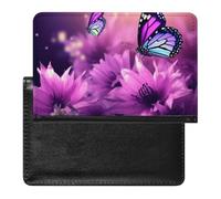 Flowers And Purple Butterfly Passport Cover Protector Rfid Blocking Passport Holder Id Card Holder Secure Travel Wallet Organizer for Passport Tickets Credit Cards, style, One Size