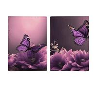 Flowers And Purple Butterfly Passport Holder Ultra Slim PU Leather Travel Document Organizer Compact Premium International US Passport Protector Cover for Women Men