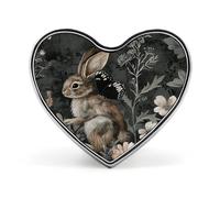 Flowers And Rabbit Button Pin Heart Shape Metal Lapel Pins Badges Personalized Pinback Button Badges Novelty Funny Enamel Pins Fashion Cute Heart Brooch Pin for Backpacks Jackets Bags