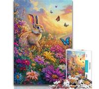 Flowers And Rabbits Jigsaw Puzzles for Adults Teenagers Jigsaws Puzzle,Help The Brain Exercise Addictive Toys to Cultivate Patience Great Gift 38x26cm