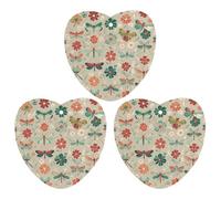 Flowers And Red Green Dragonflies Car Air Freshener, 3 Pcs Love form Hanging Air Freshener Cards, Long Lasting Fragrance Scented Cards for Car, Home, Office Black-style