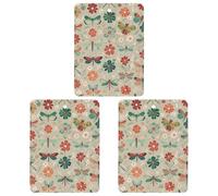 Flowers And Red Green Dragonflies Car Air Freshener, 3 Pcs Square Hanging Air Freshener Cards, Long Lasting Fragrance Scented Cards for Car, Home, Office Black-style