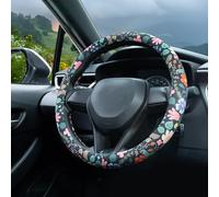 Flowers and Strawberries Steering Wheel Cover Auto Steering Wheel Protector, Anti-Slip, Breathable, Absorbing Sweat, Universal Car Accessories 14.5-15 inch,Fit for Most Car, Trucks, SUV