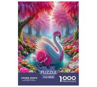 Flowers And Swans 1000 Piece Animal Jigsaw Puzzle for Adults And Kids Challenging Puzzle Games 1000 Pieces Fun, Challenging & Brainteasing Adults Jigsaw Puzzle Birthday Gifts 38x26cm/1000pcs