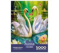 Flowers And Swans 1000 Piece Animal Jigsaw Puzzles for Adults And Kids Challenging Puzzle Games 1000 Pieces Beautiful Decoration Puzzle Birthday Gifts 38x26cm/1000pcs
