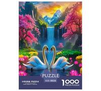 Flowers And Swans 1000 Piece Animal Jigsaw Puzzles for Adults And Kids Challenging Puzzle Games 1000 Pieces Fun, Challenging & Brainteasing Adults Jigsaw Puzzle for Women, Gifts for Men 38x26cm/1000pc