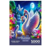 Flowers And Swans 1000 Piece Animal Jigsaw Puzzles for Adults And Kids Challenging Puzzle Games 1000 Pieces Fun, Challenging & Brainteasing Adults Jigsaw Puzzle Birthday Gifts 70x50cm/1000pcs