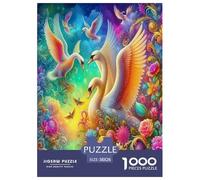 Flowers And Swans 1000 Piece Animal Jigsaws Puzzles for Adults And Kids Family Puzzle Educational Games 1000 Pieces Fun, Challenging & Brainteasing Adults Jigsaw Puzzle Birthday Gifts 38x26cm/1000pcs