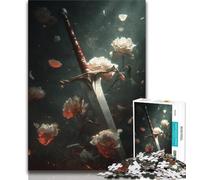 Flowers And Swords 1000 Piece Jigsaw Puzzles for Teenagers,Family Game Stress Reliever Difficult Challenge Artists Collection,Fine Art (38x26cm)