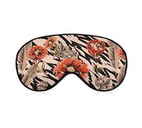Flowers and Tiger Skin Sleep Mask Blindfold Animal Print Adjustable Super-Smooth Soft Eye Mask Cover for Men Women Travel and Nap