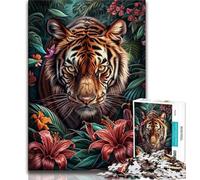 Flowers And Tigers 1000 Piece Jigsaw Puzzle for Adults Teens,Decompressing Intellectual Educational Toy Birthday Present,Gifts,Wall Art (75x50cm)
