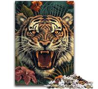 Flowers And Tigers Adult Jigsaws 1000 Pieces Difficult,Help The Brain Exercise Addictive Toys to Cultivate Patience Great Gift (38x26cm)