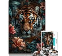 Flowers And Tigers Jigsaw Puzzles 1000 Pieces for Adults Teens,Learning Educational Toy for Is Ideal As A Gift for The Whole Family (38x26cm)