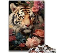 Flowers And Tigers Jigsaw Puzzles for Teenagers,Help The Brain Exercise Addictive Toys to Cultivate Patience A Work of Art (38x26cm)
