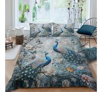 Flowers Animals Peacock Duvet Cover Set Super King 260X240 Cm Bedding Quilt Cover 3D Printed Soft Microfiber With Hidden Zipper Closure Ultra Soft Hypoallergenic Quilt Cover For Teenage -916V144Q678G