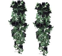 Flowers Artificial Hanging Plants 2Pcs 3.3Ft Rose Vine For Home Room Garden Wedding Indoor Outdoor Decoration (Black)