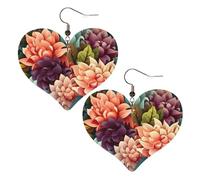 Flowers as background Leather Earrings for Women Heart Earring Lightweight Dangle Earrings Jewelry Gifts