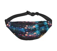 Flowers at the River Large Fashion Crossbody Waist Bag, Travel Casual Boys Waist Bag, Suitable for Sports, Running, Cycling, Traveling, Fishing