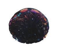 Flowers at the River Printed shower cap, reusable, specially designed for women's long hair, double-layer structure, suitable for bathing.