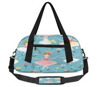 Flowers Ballerinas Kids Overnight Duffle Bags for Girls Boys, Cute Dancer Lightweight Sports Gym Bag for Kids,Small Overnight Weekender Carry on Travel Bags Dance Bag, Flowers Ballerinas, 18.5L x 7.8W