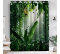 Flowers Banana Leaves Curtains Bedroom, Tropical Rainforest Blackout Curtains & Noise-Reduction Eyelet Patterned Window Drapes Decor Living Room Kitchen, W 29.5" x L 65" (2 Panels)