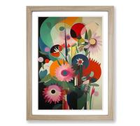 Flowers Bauhaus Design Vol.1 Framed Print | A2 Oak Framed Wall Art | Ready to Hang | Modern Floral Picture | Living Room Bedroom Lounge Office