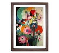 Flowers Bauhaus Design Vol.1 Framed Print | A2 Walnut Framed Wall Art | Ready to Hang | Modern Floral Picture | Living Room Bedroom Lounge Office
