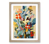 Flowers Bauhaus Design Vol.2 Framed Print | A2 Oak Framed Wall Art | Ready to Hang | Modern Floral Picture | Living Room Bedroom Lounge Office