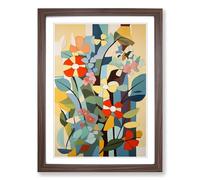 Flowers Bauhaus Design Vol.2 Framed Print | A2 Walnut Framed Wall Art | Ready to Hang | Modern Floral Picture | Living Room Bedroom Lounge Office